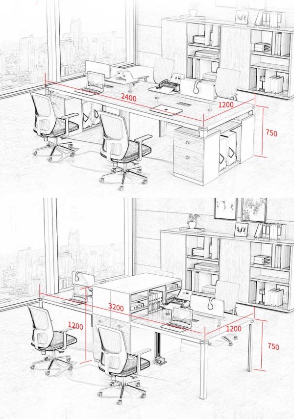 Bàn làm việc nhân viên văn phòng có vách ngăn 2/4/6 người hiện đại BLV67