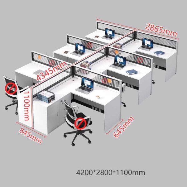 Bàn làm việc văn phòng nhân viện hiện đại có vách ngăn kết hợp nhiều người BLV107